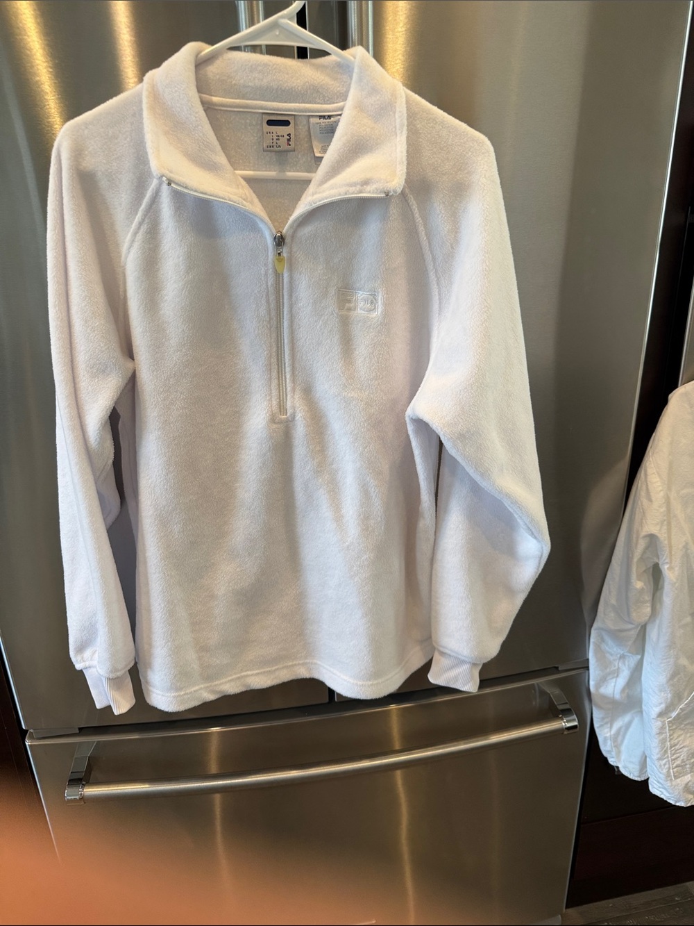Fila White Half-Zip Teddy Fleece Pullover